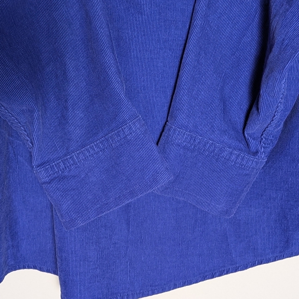 Lands’ End Blue Corduroy Shirt Preppy Casual Button Down Fall Minimalist Blouse - Picture 14 of 16
